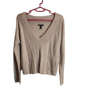 Eileen Fisher Women's Knitted V-neck Long Sleeve Pullover Sweater Tan Size XS